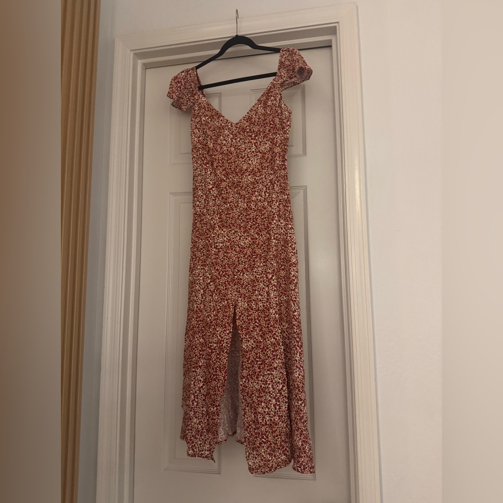 Reformation Red Floral Midi Dress